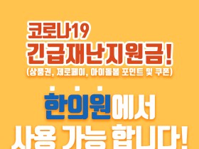 코로나19 긴급재난지원금 한의원에서 사용 가능