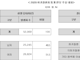 2020년 신규 희귀질환자 5만2069명