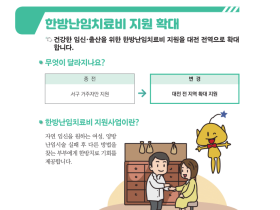 대전광역시, 한방난임치료비 지원 전 지역으로 확대