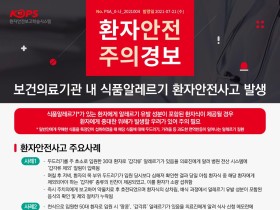 보건의료기관 내 식품알레르기 환자안전사고 ‘주의’