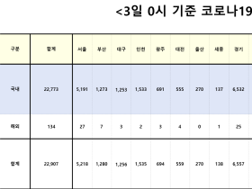 코로나19 신규 확진자 2만2907명