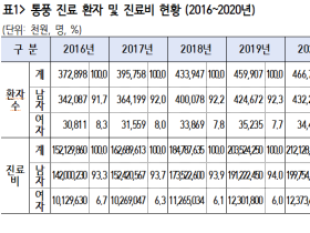 최근 5년 통풍 진료 환자 213만 명, 진료비 9153억 원