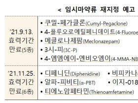 ‘쿠밀-페가클론’ 등 11종 임시마약류 재지정 ‘예고’