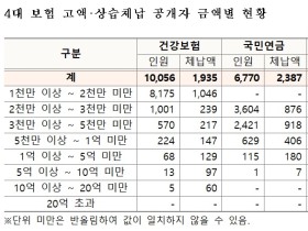 4대 사회보험료 고액·상습체납자 인적사항 공개