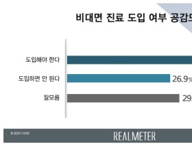 비대면·원격 진료 ‘도입’ 43.8%·‘안 된다’ 26.9%·‘잘 모름’ 29.3%