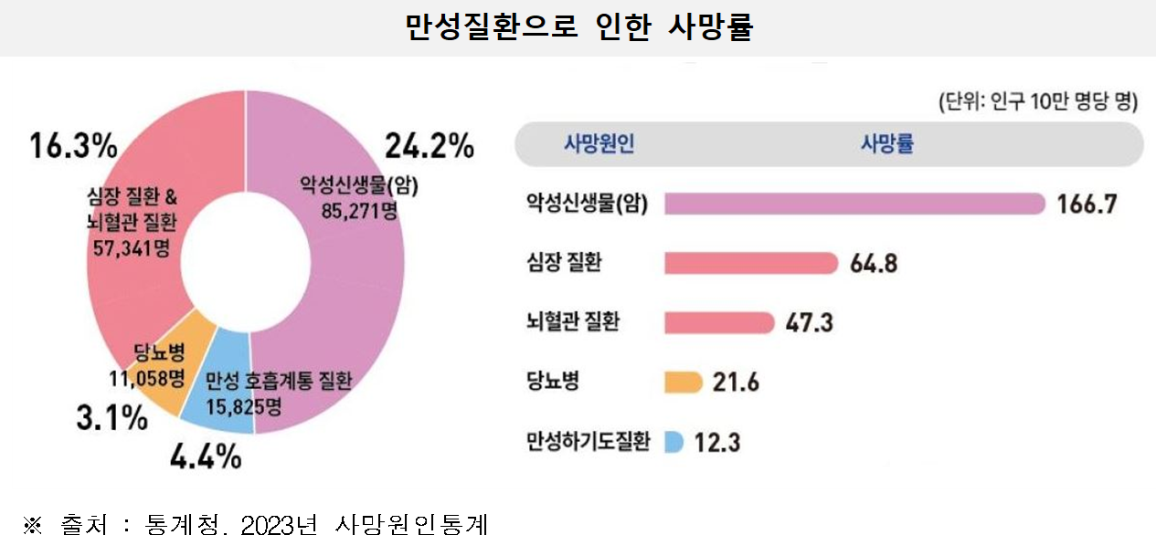 고령화로 인한 질병부담 지속적인 증가세