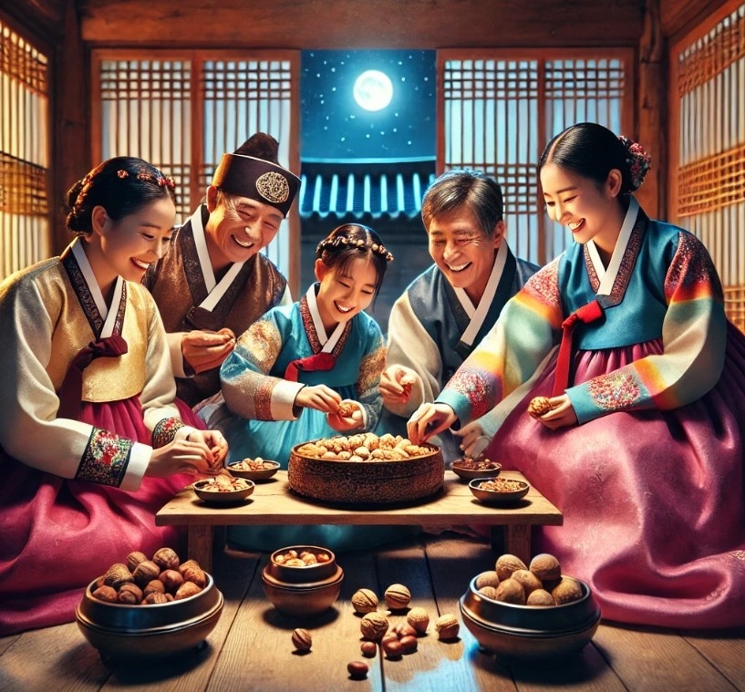 [사진설명] 정월대보름에 모여 부럼깨기하는 가족의 모습 (출처 ChatGPT 제작).jpg