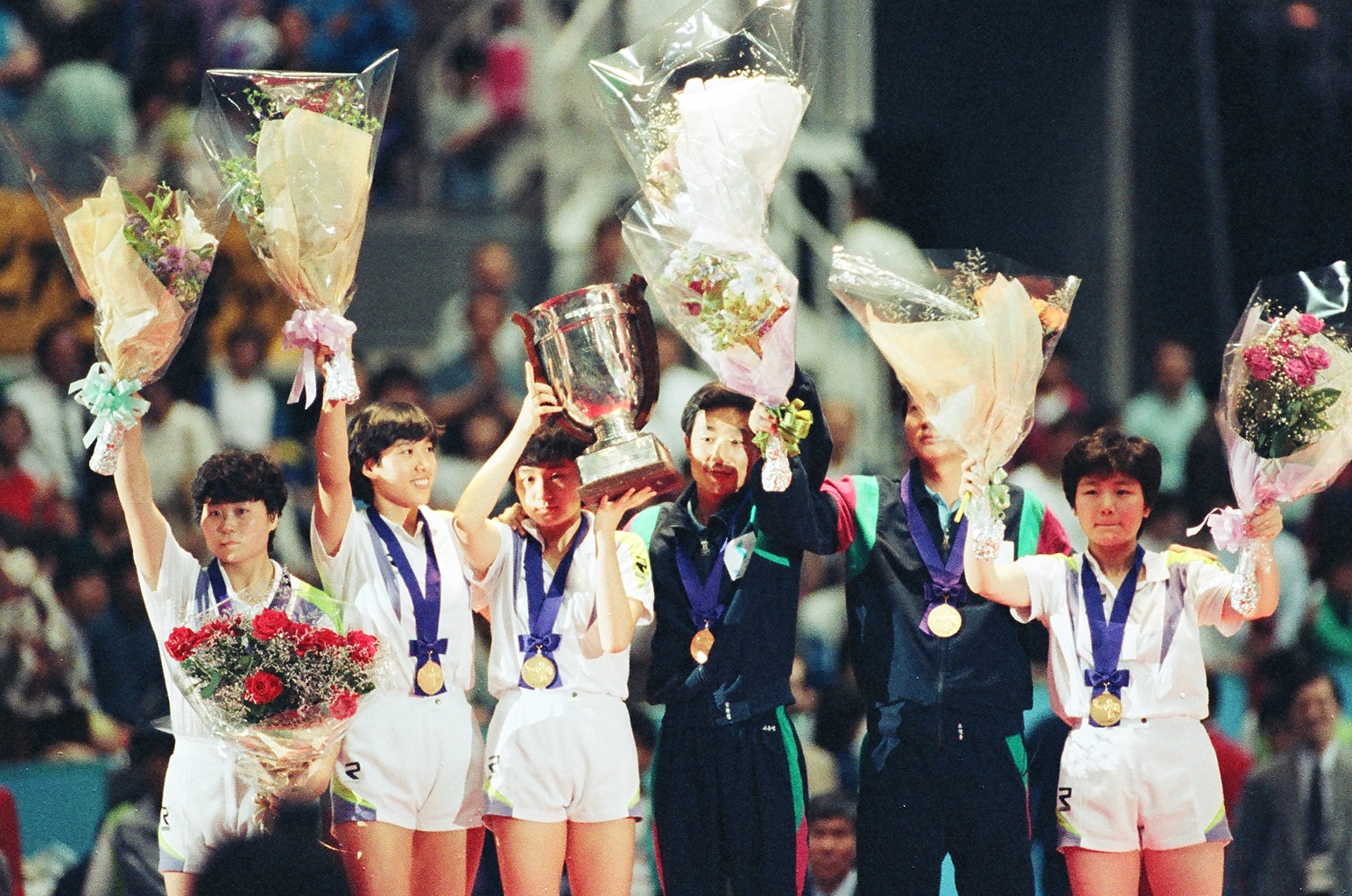1991 지바 세계선수권 여자단체전 우승(현정화 홍차옥 리분희 유순복).JPG