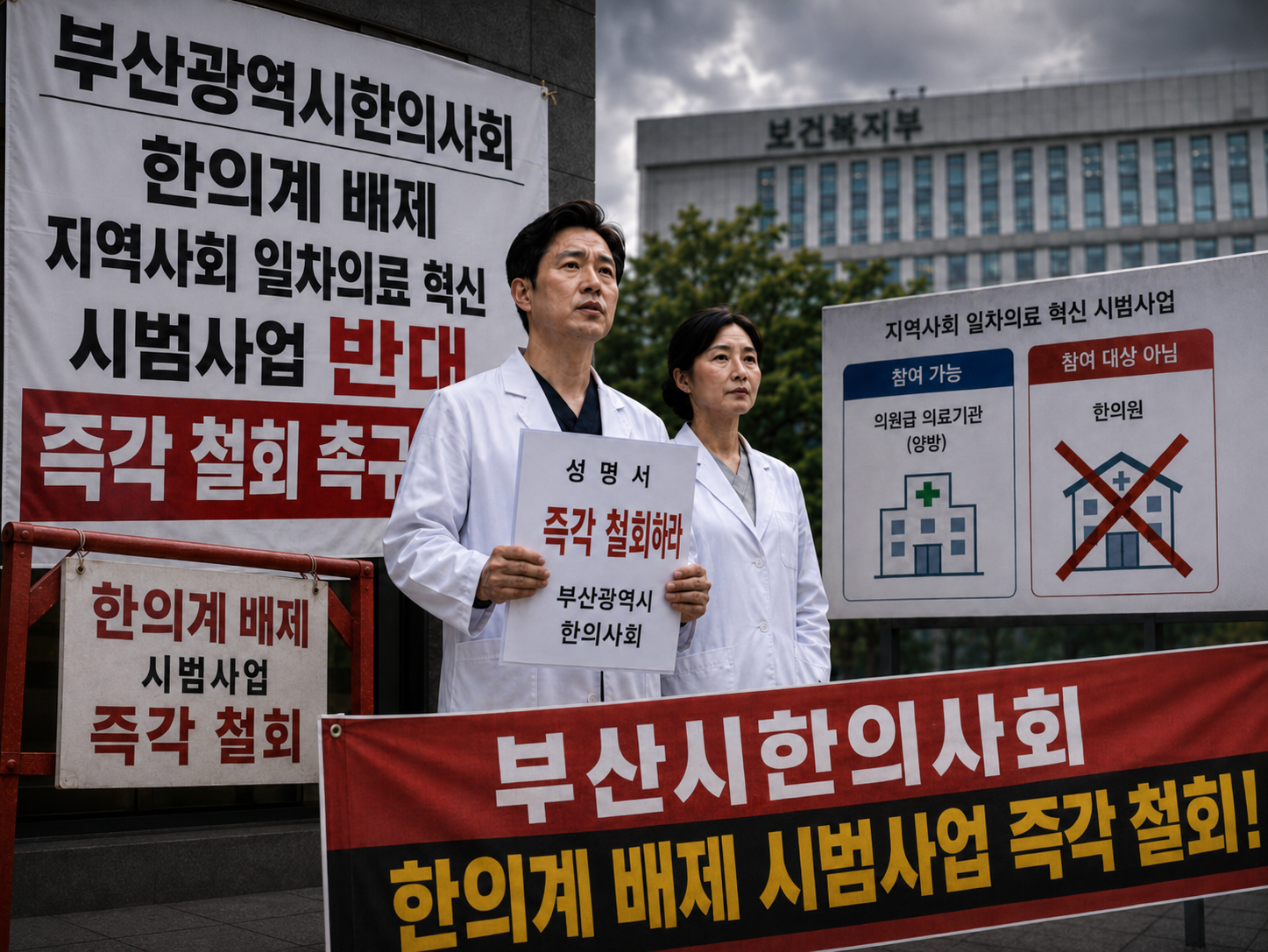 의료이원화 체계 훼손하는 일차의료 시범사업 “즉각 철회!!”