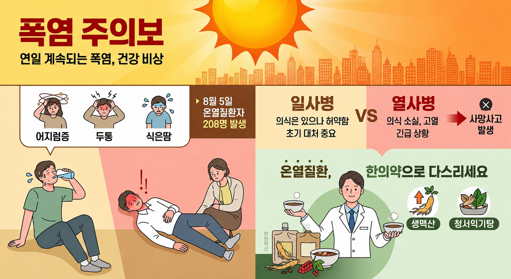 기록적 폭염 ‘온열질환’ 급증, 한의약으로 건강지키세요!
