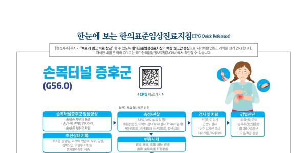 한눈에 보는 한의표준임상진료지침 - 손목터널 증후군